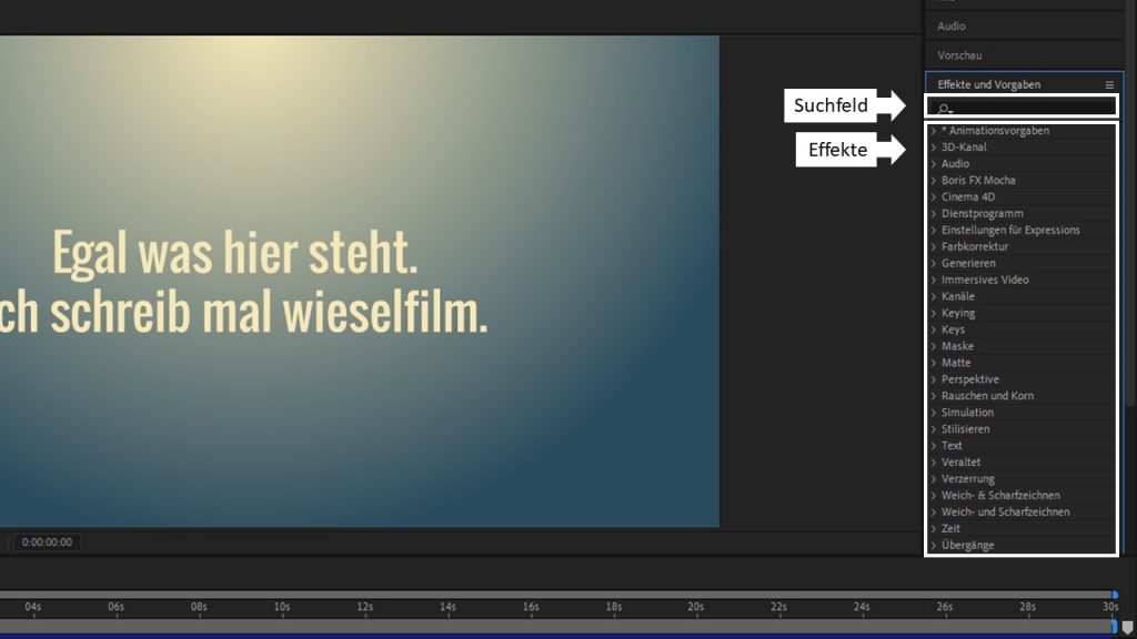 Effekte & Vorgaben in After Effects