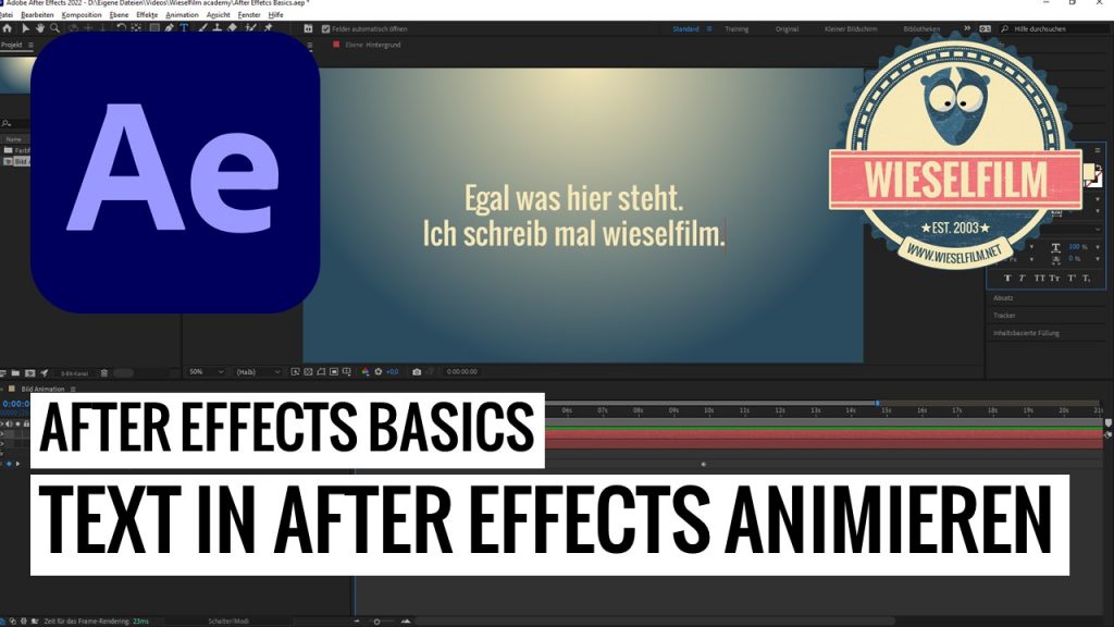 Beitragsbild Text in After Effects