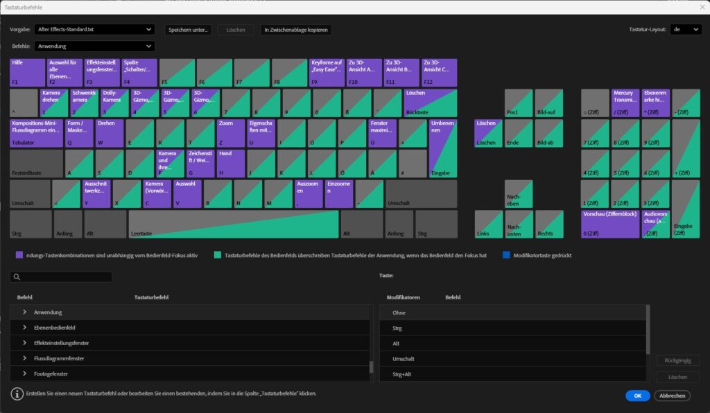 Shortcuts in After Effects