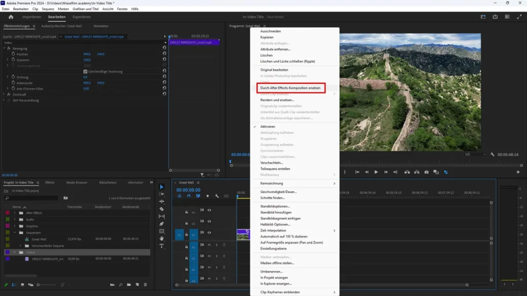 Motion Tracking Titel in After Effects erstellen After Effects Komposition erstellen