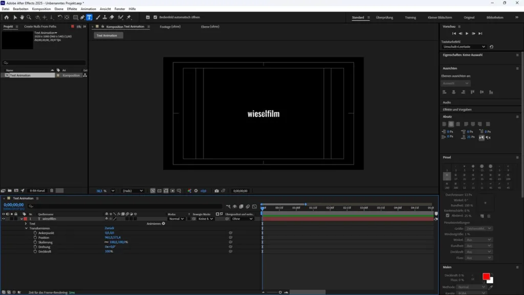 Dynamische Text-Animation wie Apple, Google und Co mit After Effects erstellen Neue Komposition mit Text