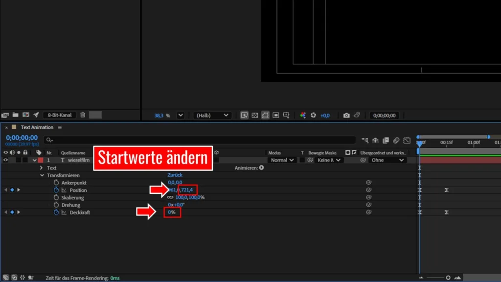 Dynamische Text-Animation wie Apple, Google und Co mit After Effects erstellen Startwerte ändern