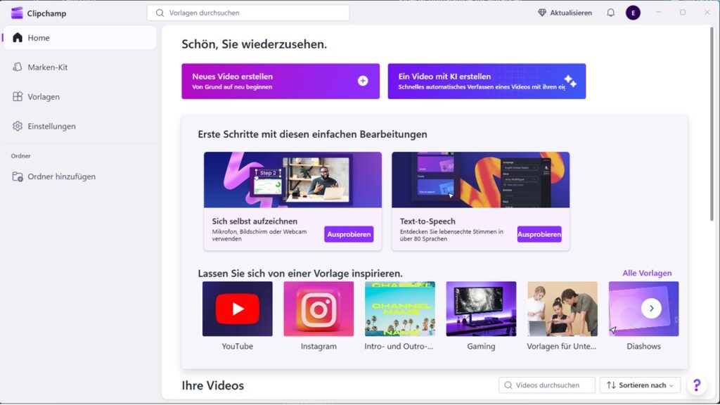 Screenshot Microsoft Clipchamp